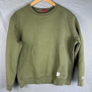 Topo Designs Crewneck Sweatshirt Mens Large Green Pullover Logo Patch Fleece